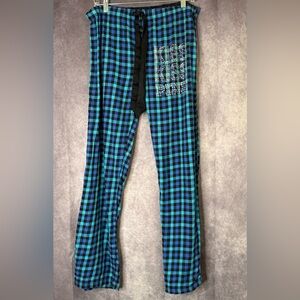 PINK Victoria's Secret Teal and Black Plaid Pants